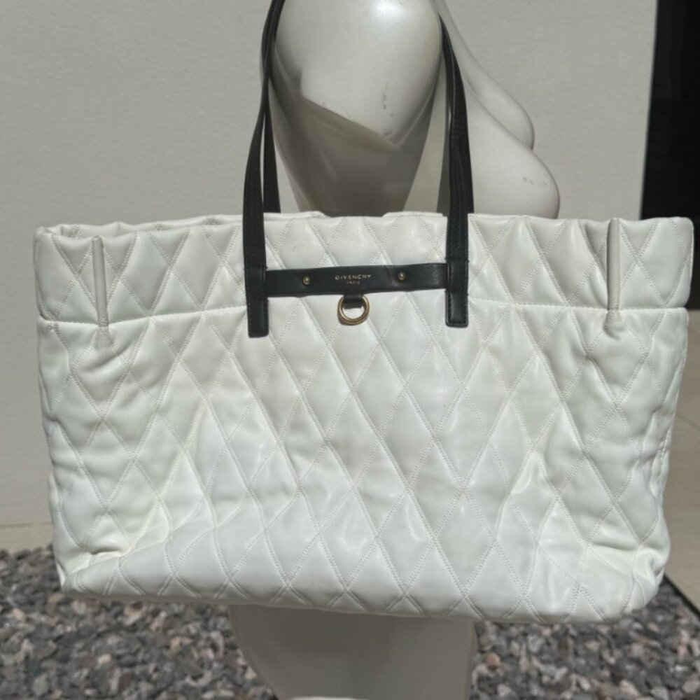 Givenchy Duo Shopper Leather Canvas Large White Tote